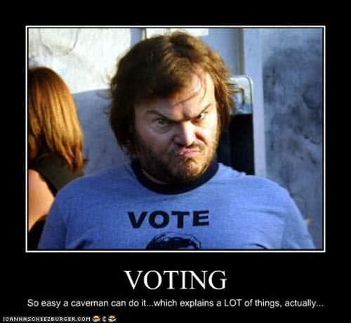 voting caveman meme