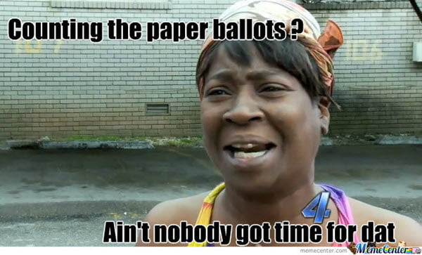 voting counting the paper ballots meme